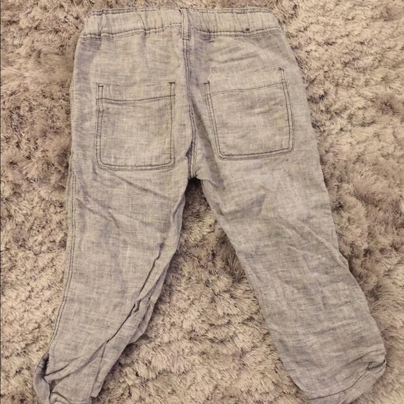 Gray linen toddler roll up pants - Picture 2 of 5